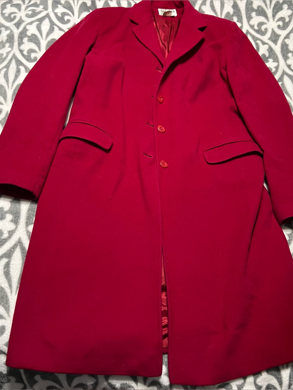 Charles Gray London Vintage Cranberry Red Wool Cashmere Blend Coat size 8
